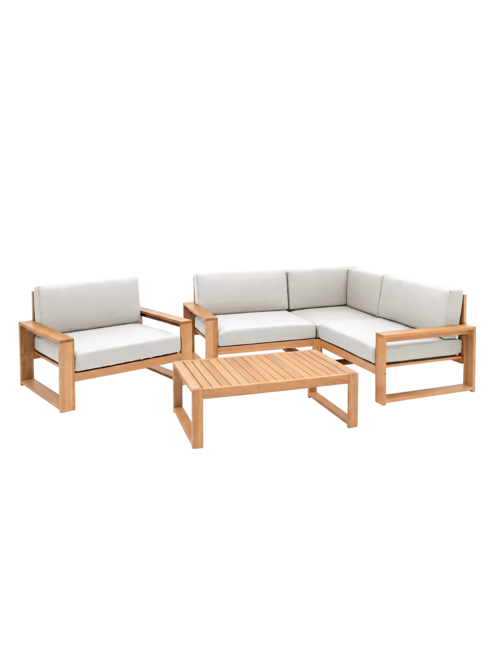 Gartenlounge Eiche Ecke + Sessel - Weiß