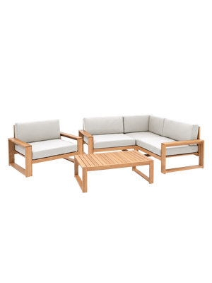 Gartenlounge Eiche Ecke + Sessel - Weiß