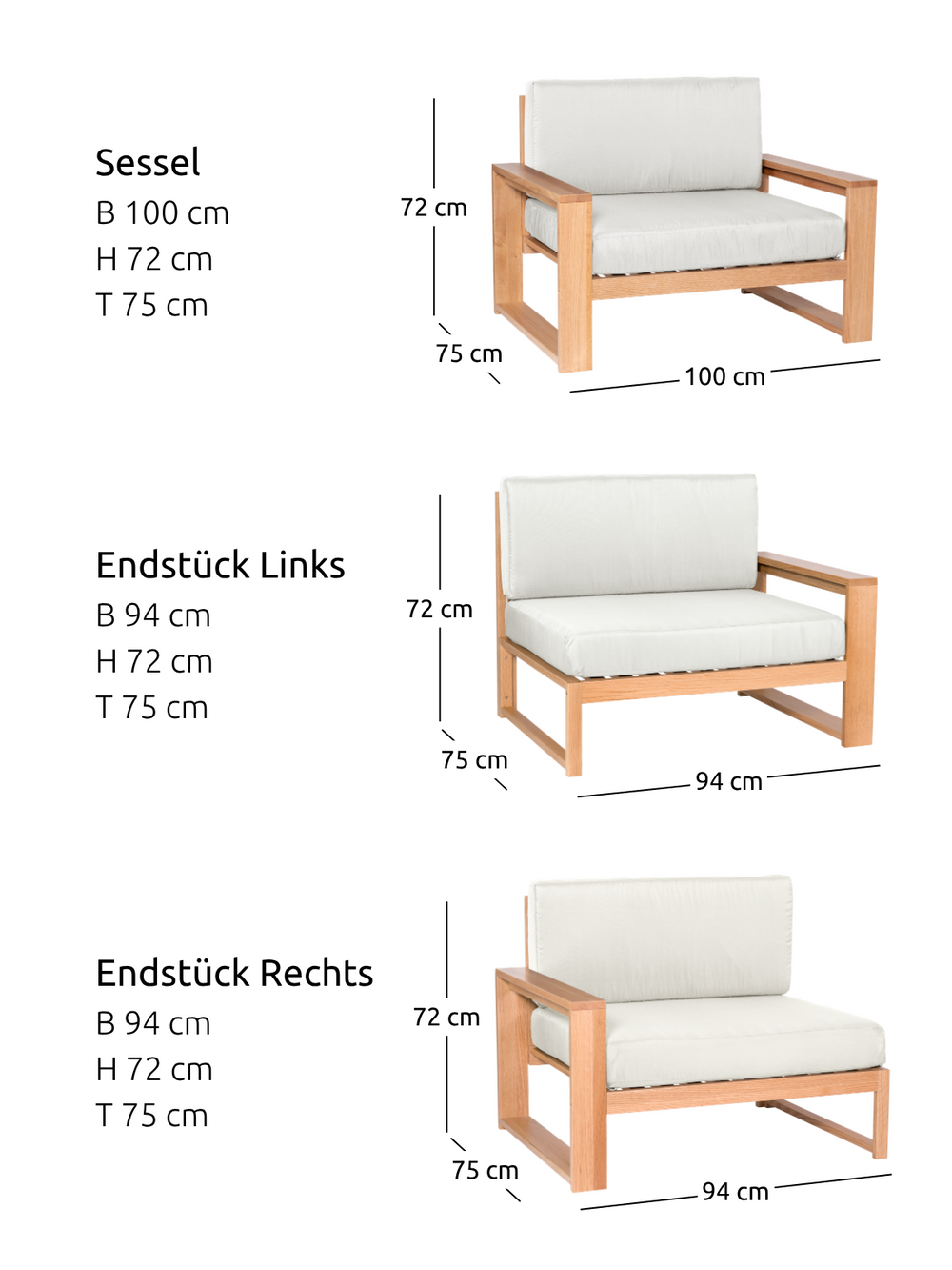 Gartenlounge Eiche - Weiß