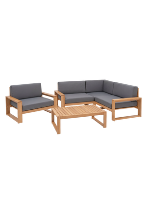 Gartenlounge Eiche Ecke + Sessel - Anthrazit