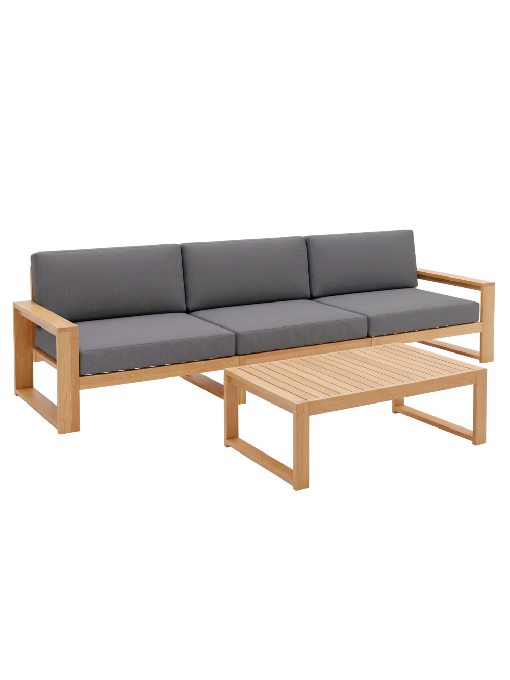 Gartenlounge Eiche 3er Sofa + Tisch - Anthrazit