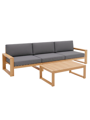 Gartenlounge Eiche 3er Sofa + Tisch - Anthrazit
