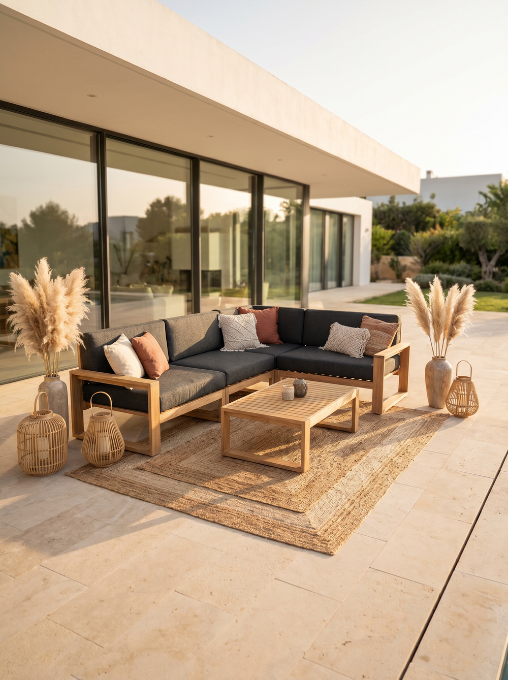 Gartenlounge Eiche L - Anthrazit