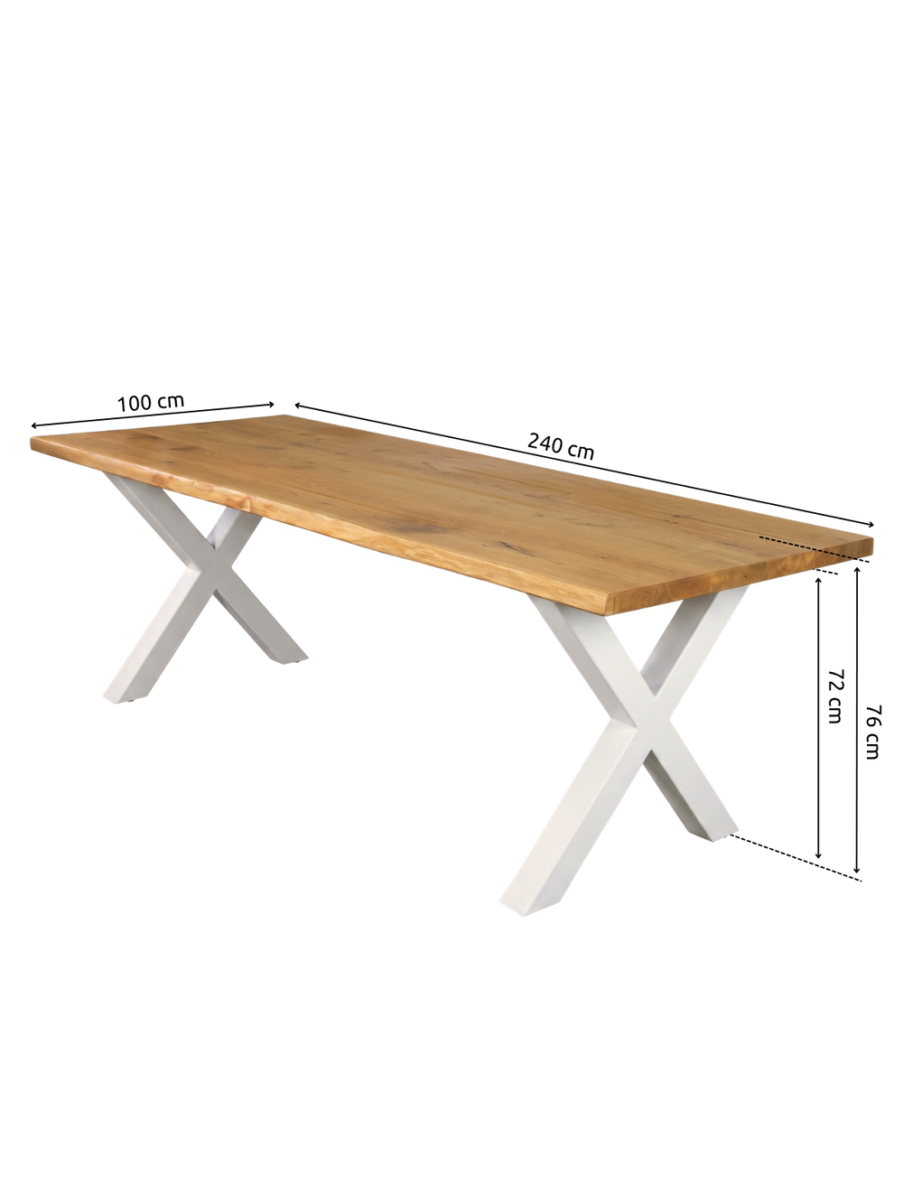 Massivholztisch mit Baumkante 240x100cm