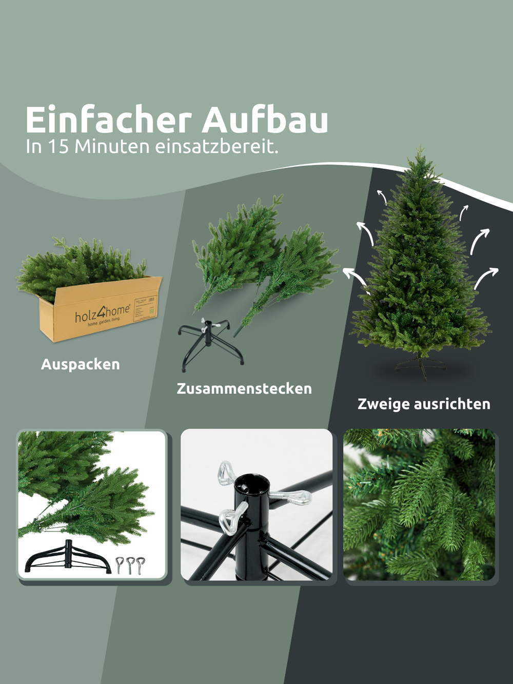 Künstlicher Weihnachtsbaum 160 cm inkl. Lichterkette