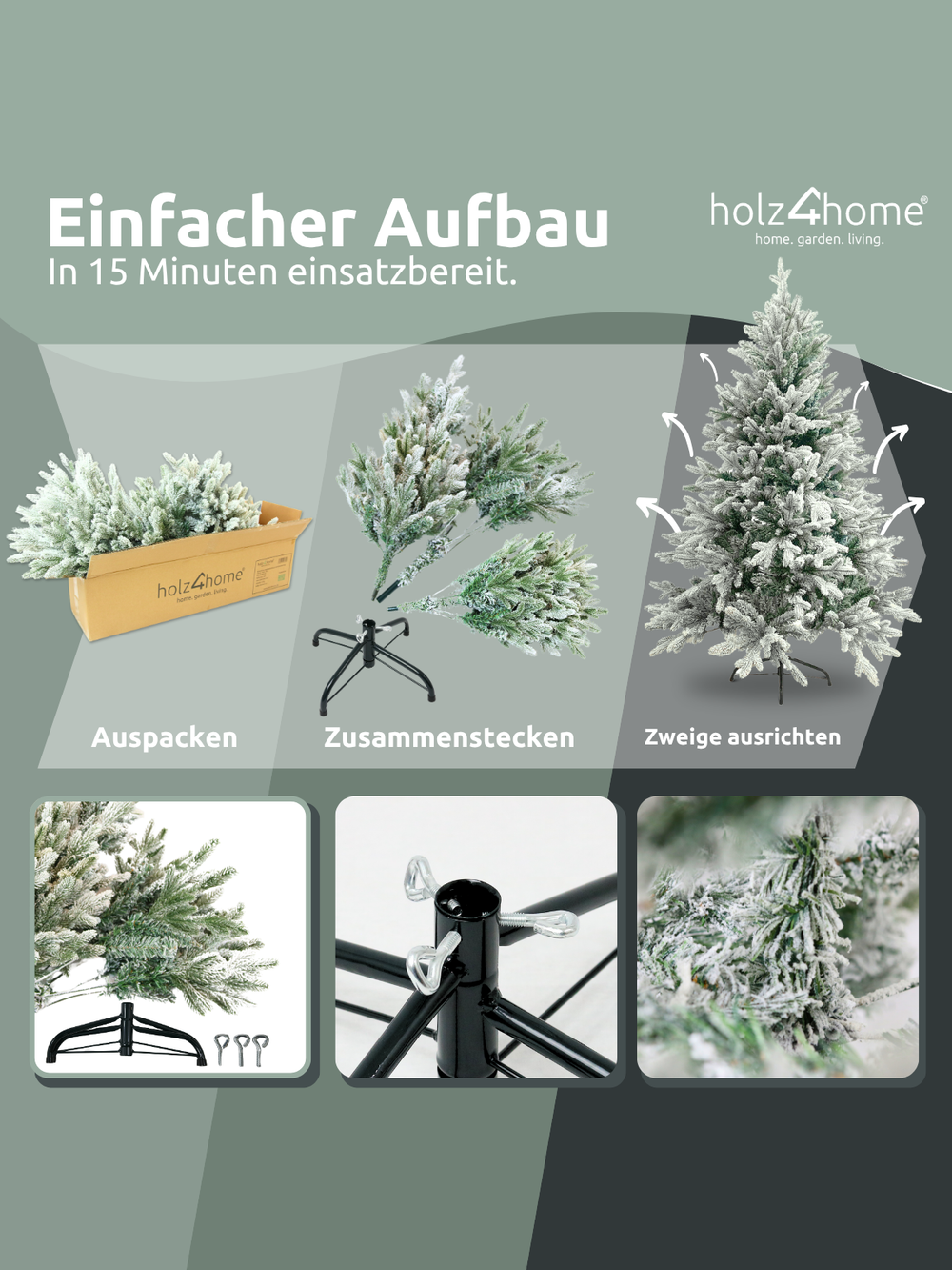 Künstlicher Weihnachtsbaum 160 cm mit Schnee inkl. Lichterkette