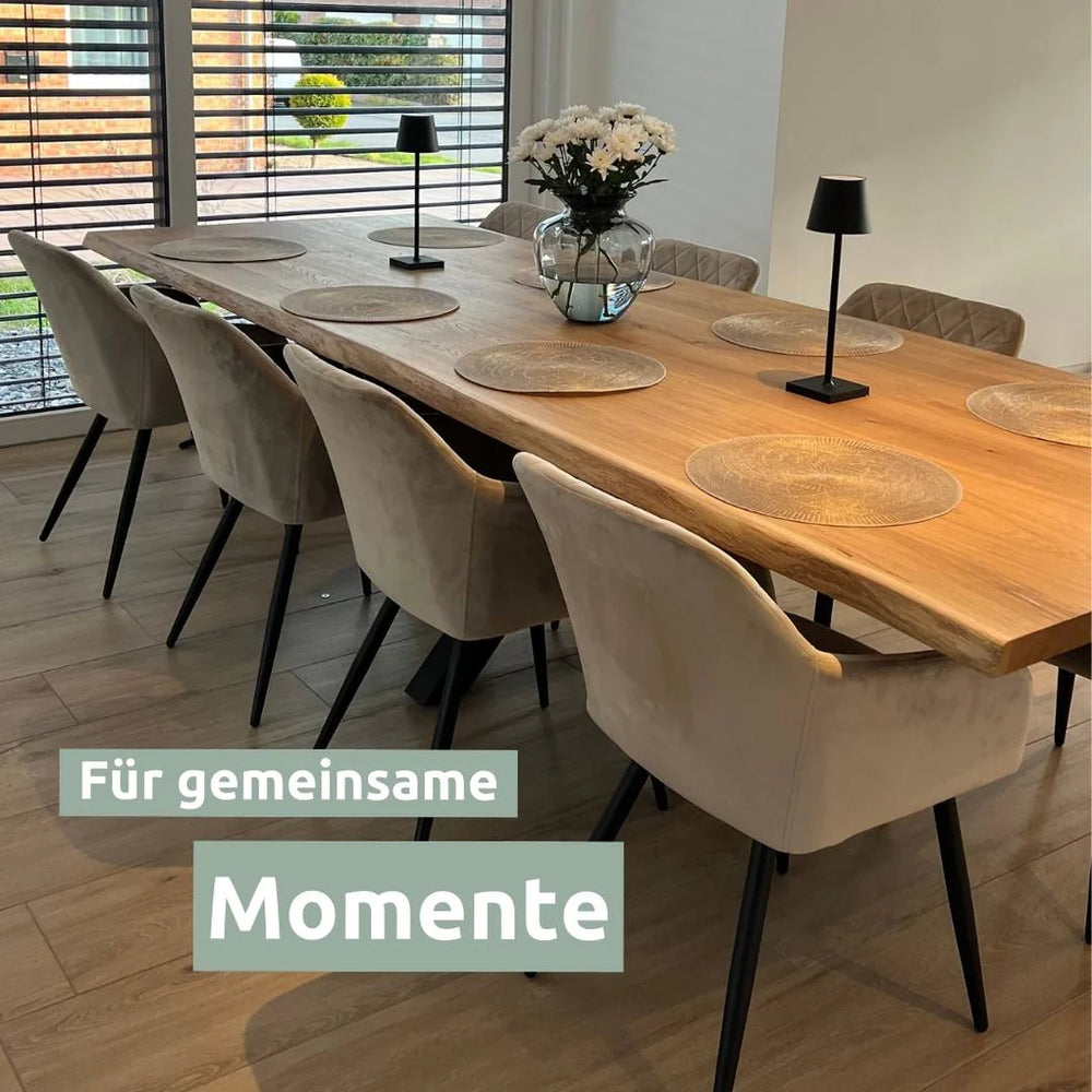 Tischplatte 240cm x 100cm mit Baumkante aus massiver Eiche