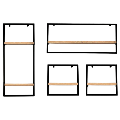 4-tlg. Wandregale in schwarz gerahmt