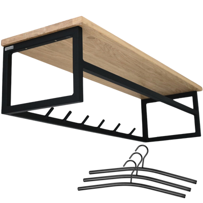 Wandgarderobe mit Ablage aus Eiche, ohne Baumkante
