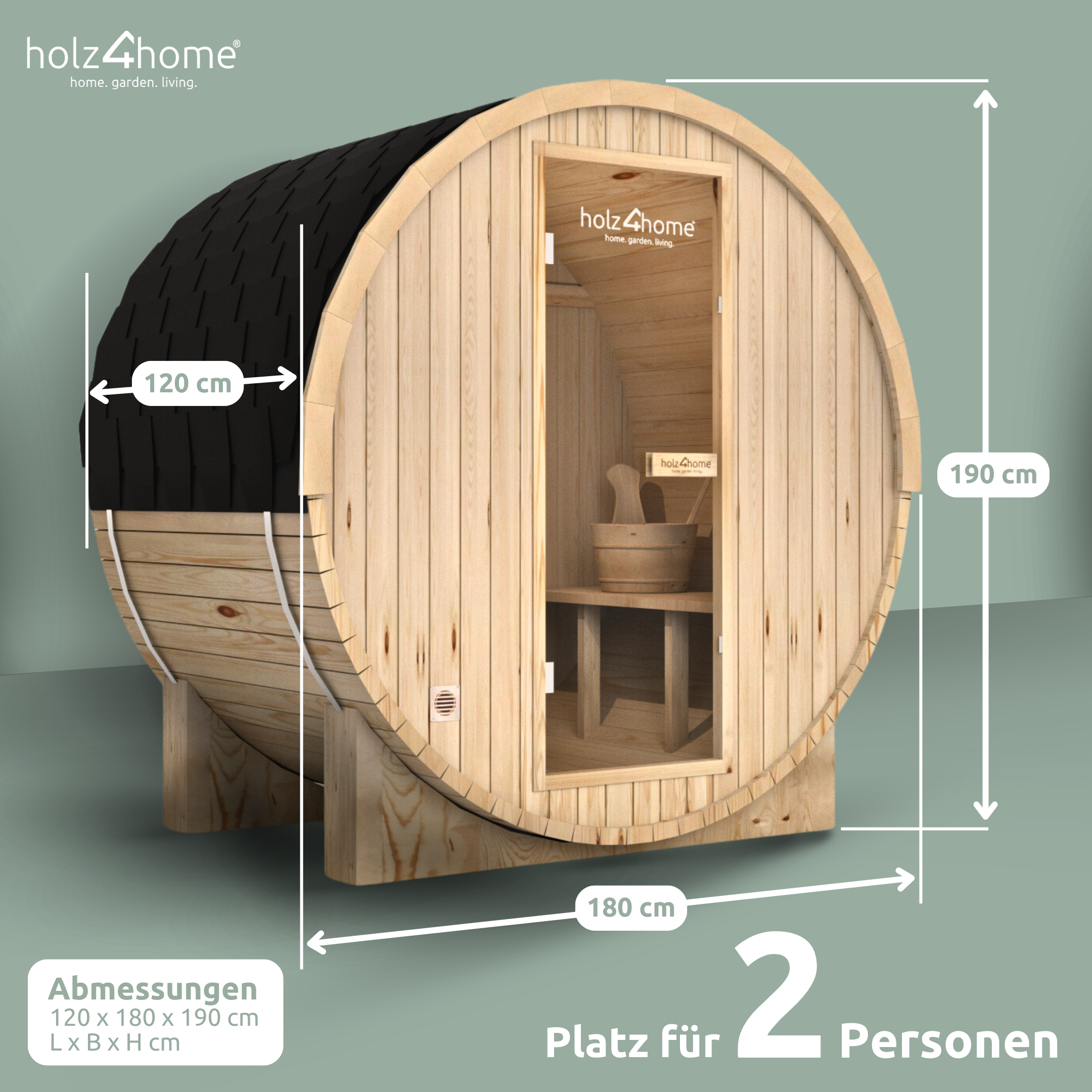 Fasssauna Pini wood Outdoor Sauna inkl. Ofen