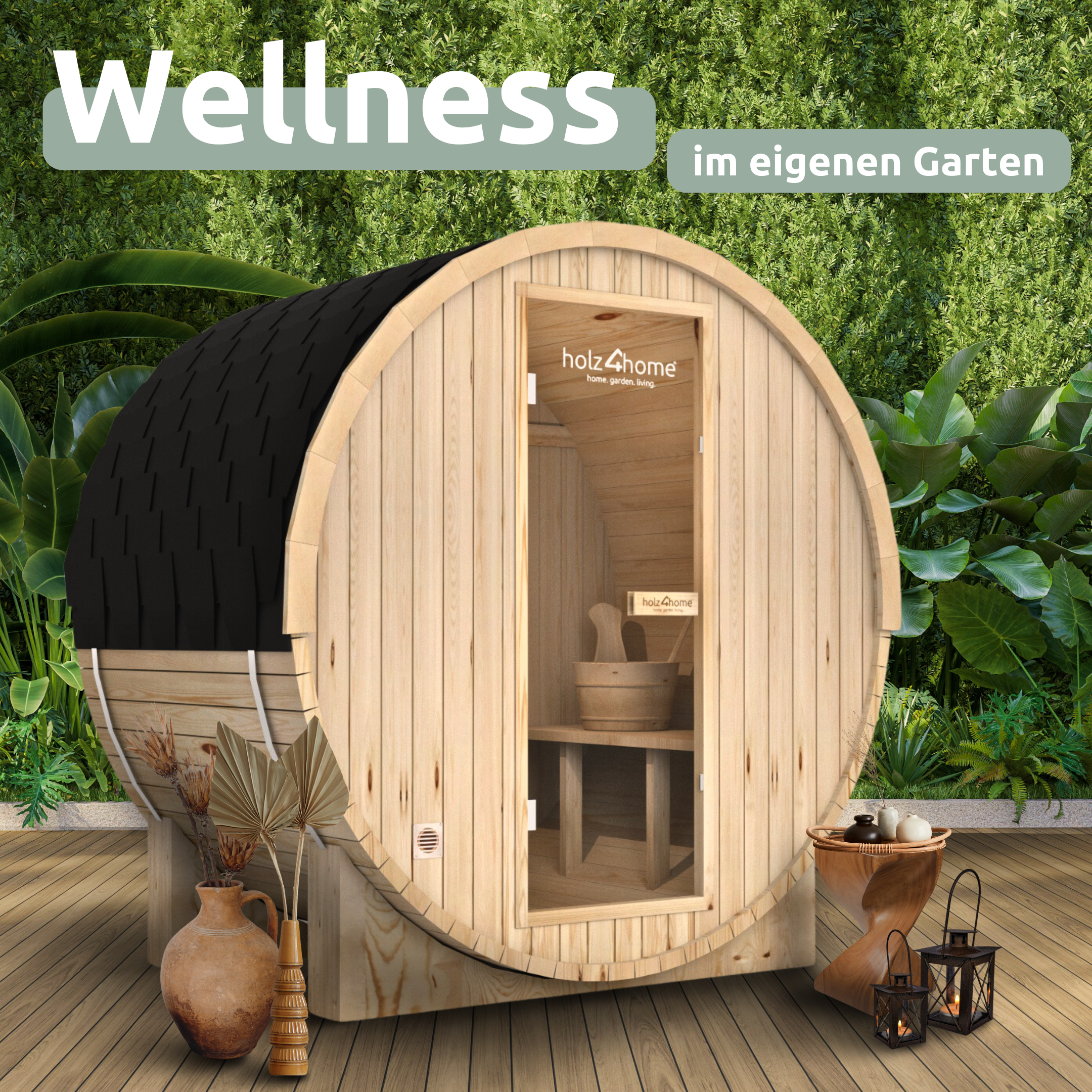 Fasssauna Pini wood Outdoor Sauna inkl. Ofen