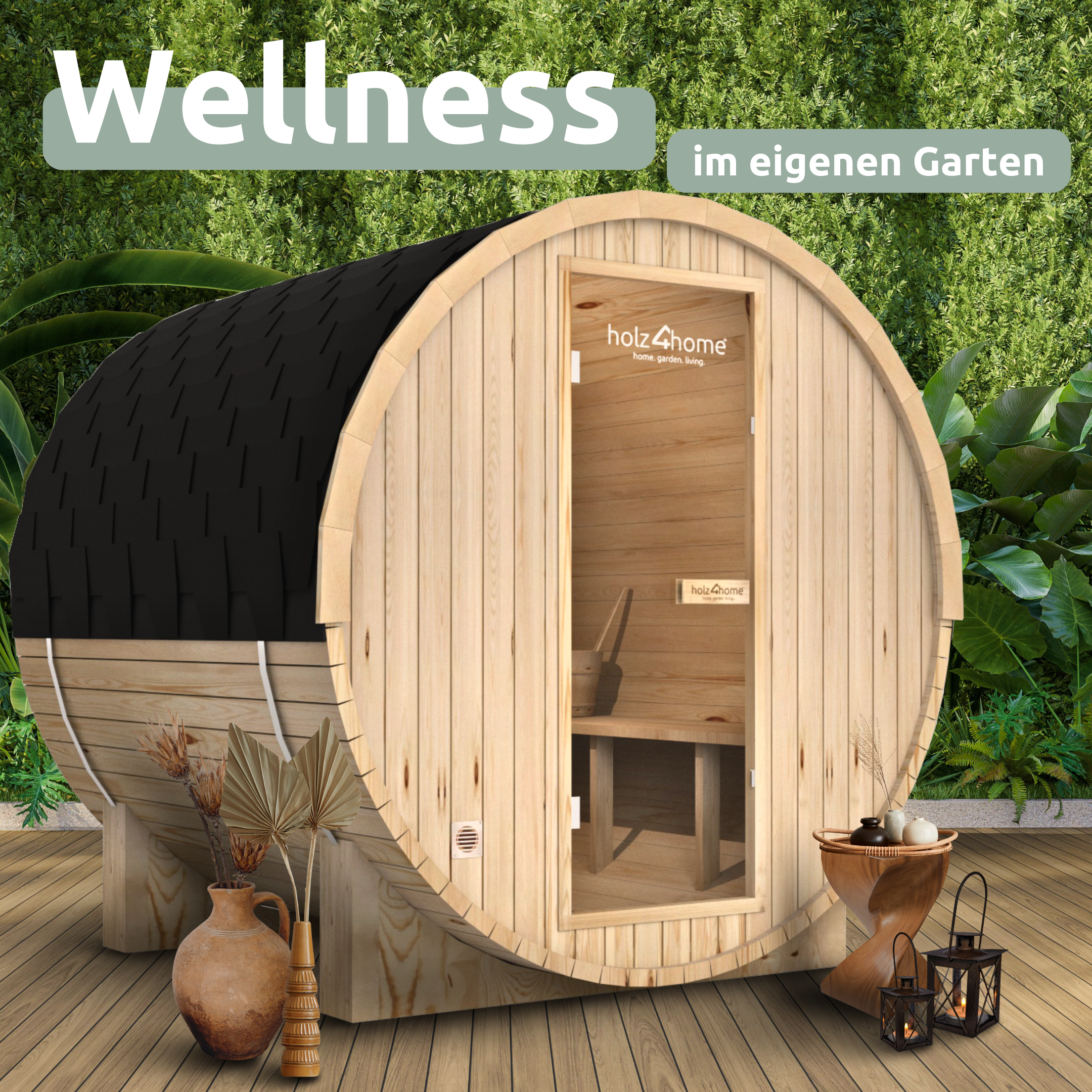 Fasssauna Pini wood Outdoor Sauna inkl. Ofen