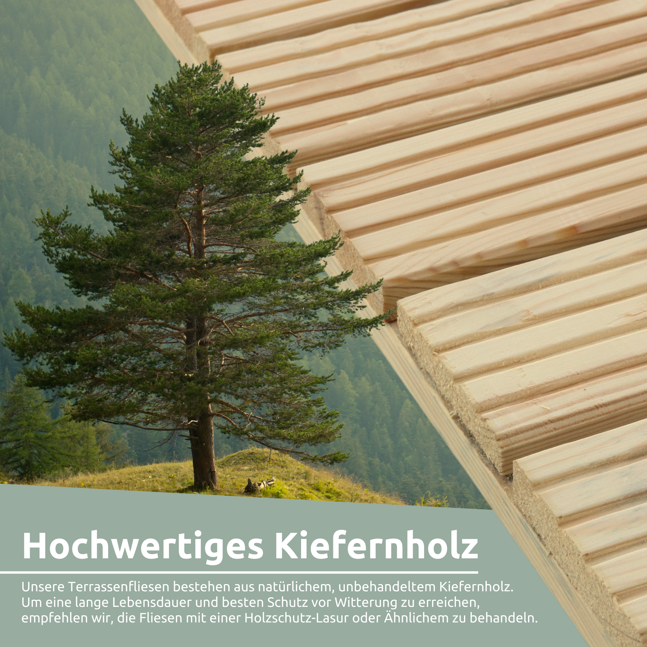 Holzfliese aus Kiefernholz