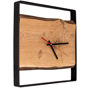 Quadratische Wanduhr mit Stahlrahmen aus massiver Eiche von holz4home®