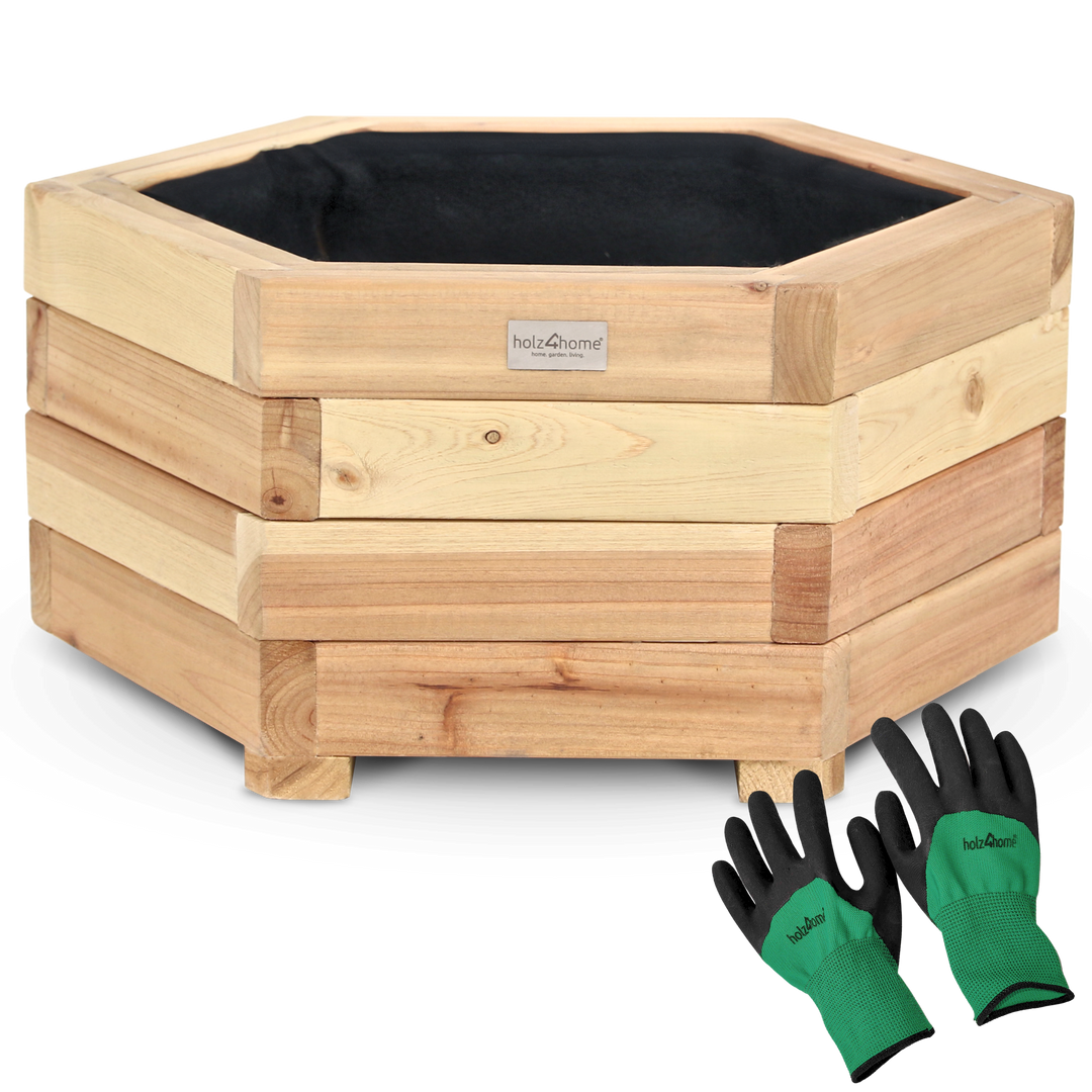 Outdoor Pflanzenkübel 6-eckig aus Kiefernholz klein von holz4home®