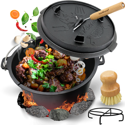 Dutch Oven I eingebrannter Feuertopf aus Gusseisen