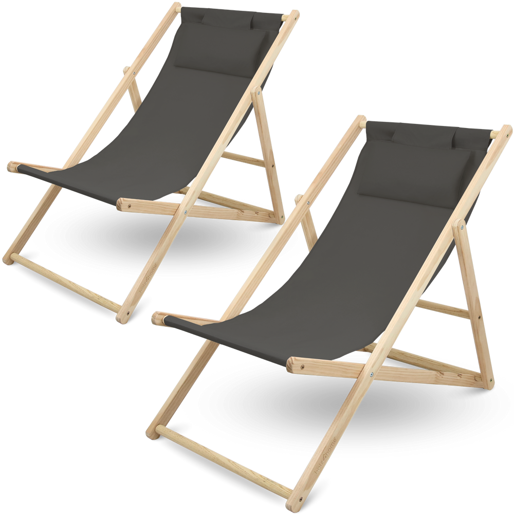2er Set Liegestuhl aus Holz klappbar