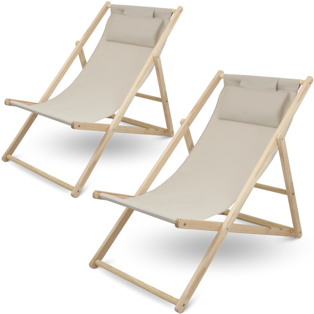 2er Set Liegestuhl aus Holz klappbar