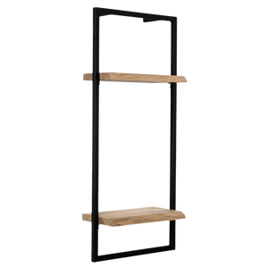 Wandregal High Eiche Hellgrau - Schwarz gerahmt