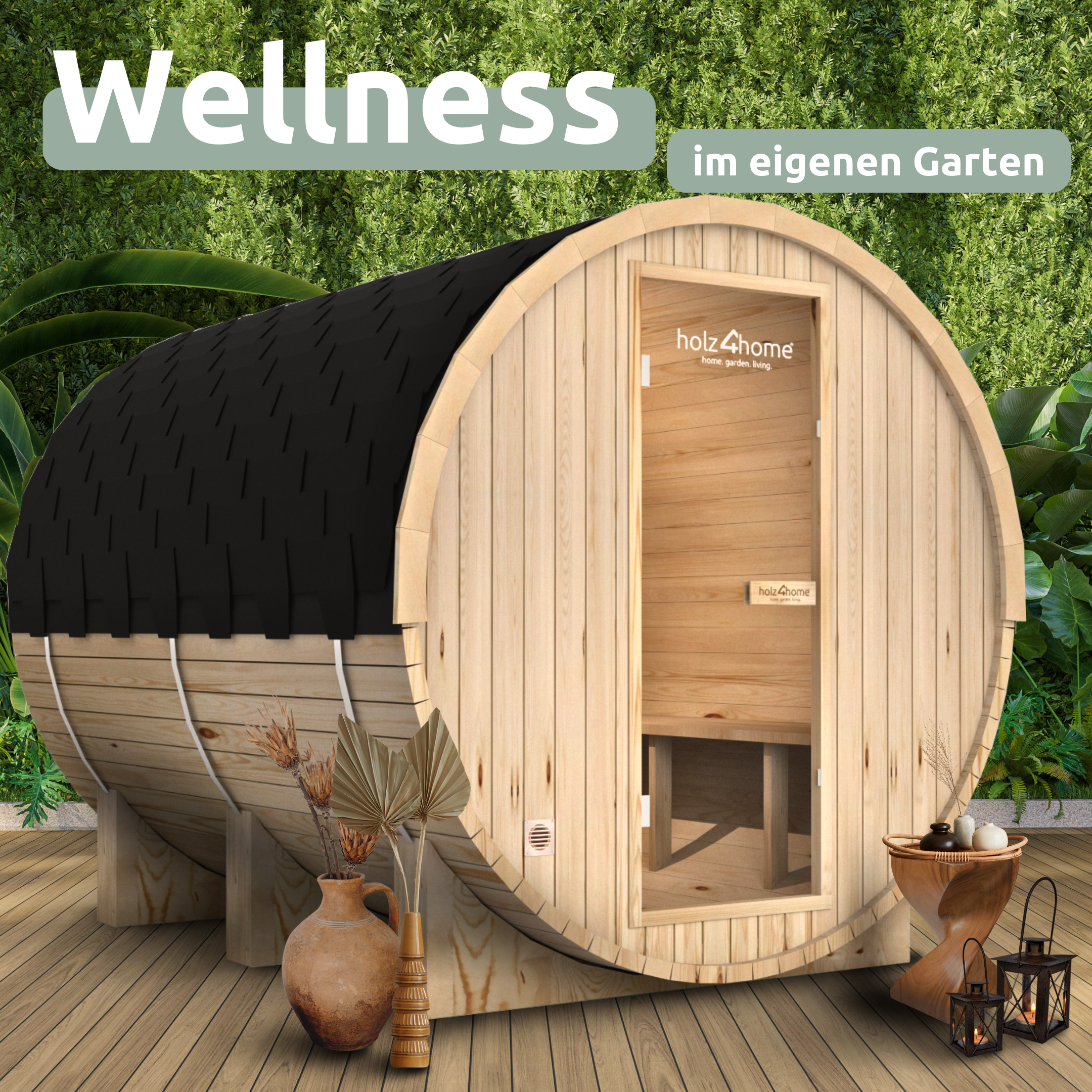 Fasssauna Pini wood Outdoor Sauna inkl. Ofen