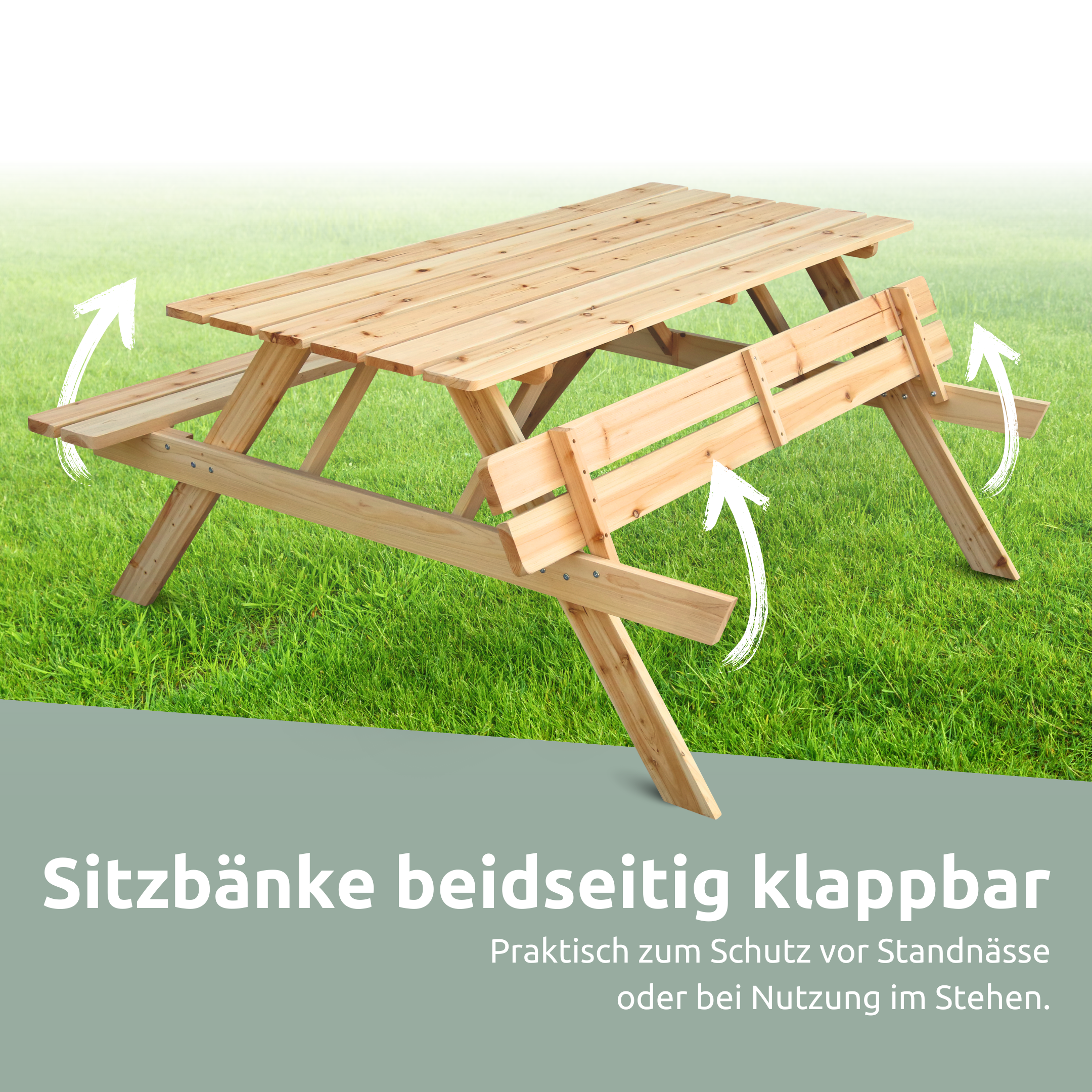 Outdoor Picknickbank aus Tannenholz - Klassischer Picknicktisch