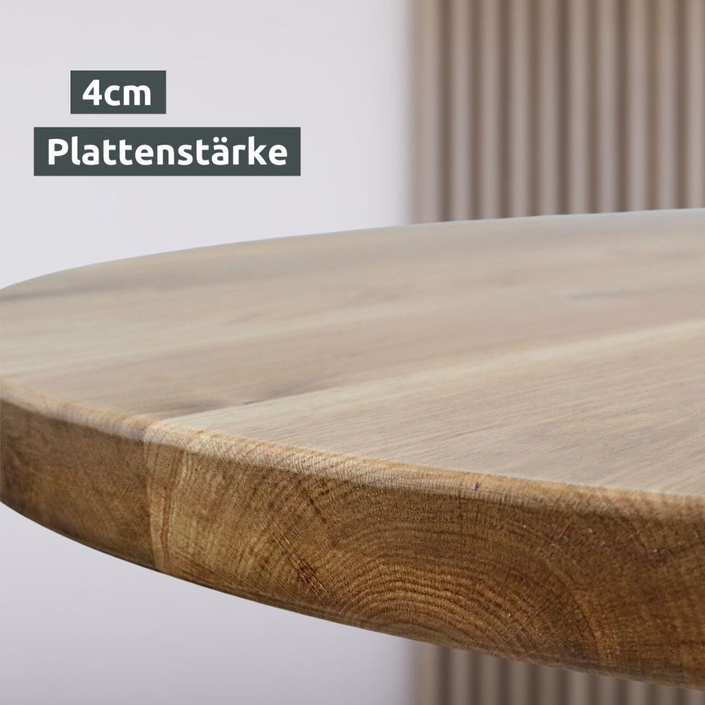 Runde Tischplatte 140 cm Eiche Massivholz Wildeiche geölt Runde Tischplatte 140 cm Eiche Massivholz Wildeiche geölt